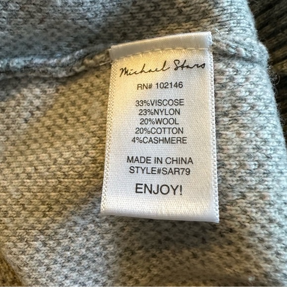 🌴 Michael Stars NWOT Star Jacquard Crewneck Sweater Cashmerere Blend Sz SMALL - Picture 5 of 6